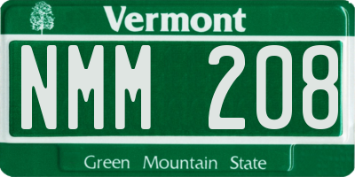 VT license plate NMM208