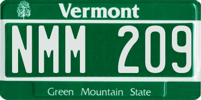 VT license plate NMM209