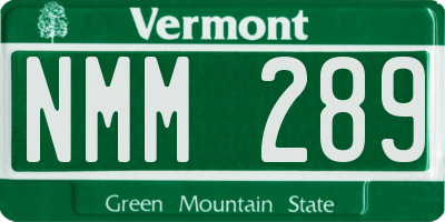 VT license plate NMM289