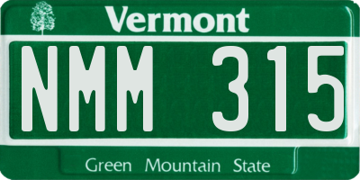 VT license plate NMM315
