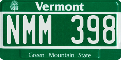 VT license plate NMM398