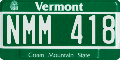 VT license plate NMM418
