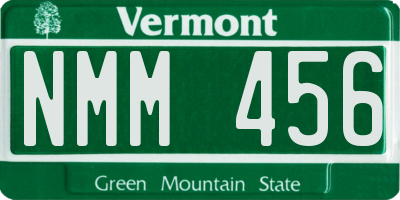 VT license plate NMM456