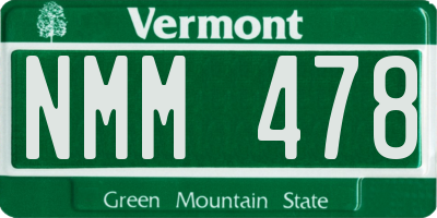 VT license plate NMM478