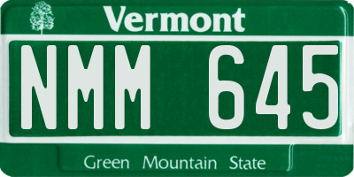 VT license plate NMM645