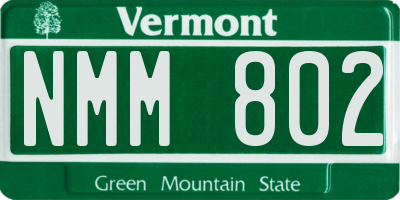 VT license plate NMM802