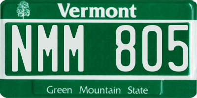 VT license plate NMM805