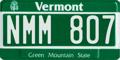 VT license plate NMM807