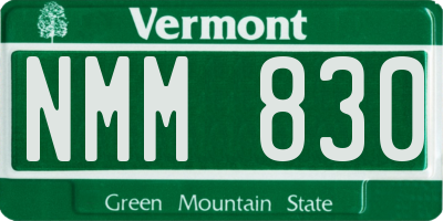 VT license plate NMM830