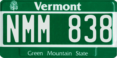 VT license plate NMM838