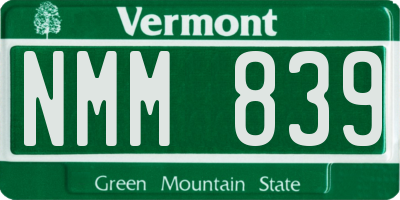 VT license plate NMM839