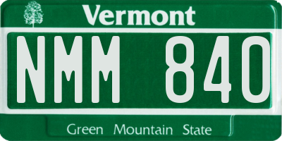 VT license plate NMM840