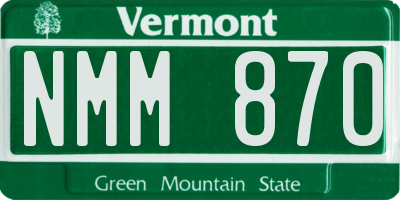 VT license plate NMM870