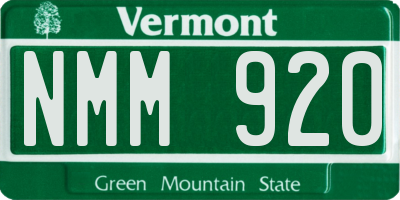VT license plate NMM920