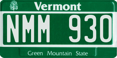 VT license plate NMM930
