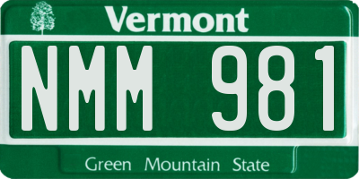 VT license plate NMM981