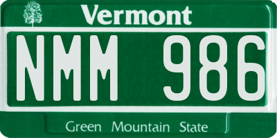 VT license plate NMM986