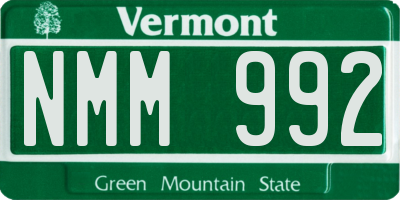 VT license plate NMM992