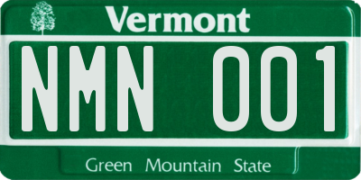 VT license plate NMN001