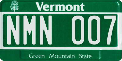 VT license plate NMN007