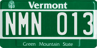 VT license plate NMN013