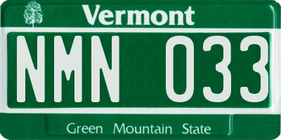 VT license plate NMN033