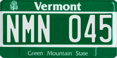 VT license plate NMN045
