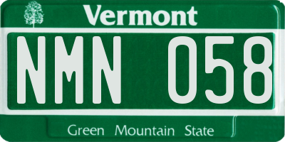 VT license plate NMN058