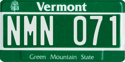 VT license plate NMN071