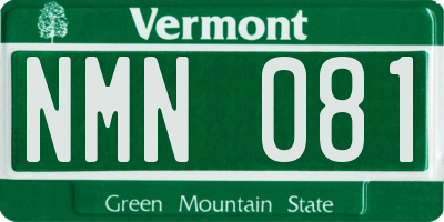 VT license plate NMN081