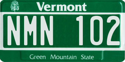 VT license plate NMN102