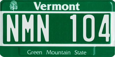 VT license plate NMN104
