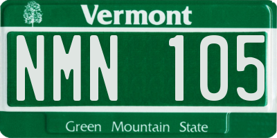 VT license plate NMN105