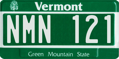 VT license plate NMN121