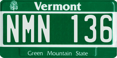VT license plate NMN136