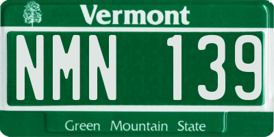 VT license plate NMN139