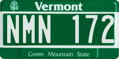 VT license plate NMN172
