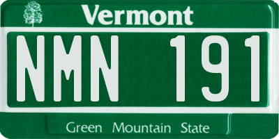 VT license plate NMN191