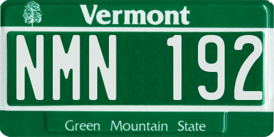 VT license plate NMN192