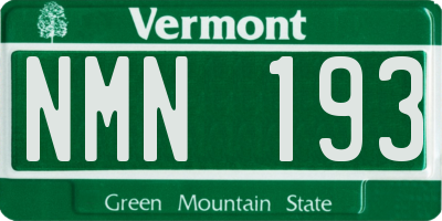 VT license plate NMN193