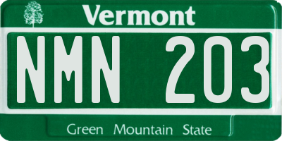 VT license plate NMN203