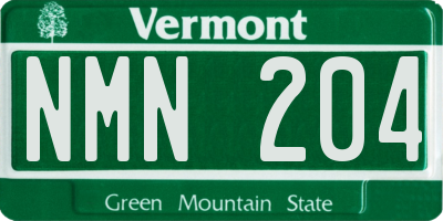 VT license plate NMN204