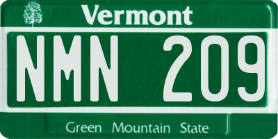 VT license plate NMN209