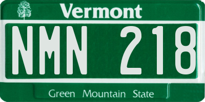 VT license plate NMN218