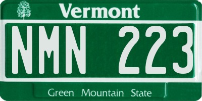 VT license plate NMN223