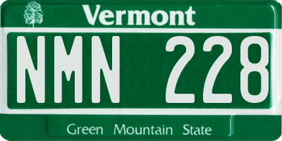 VT license plate NMN228