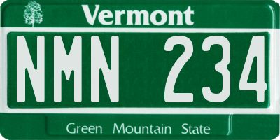 VT license plate NMN234