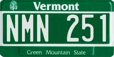 VT license plate NMN251