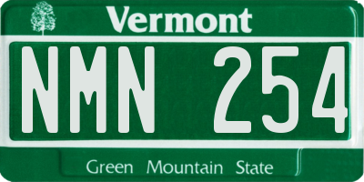 VT license plate NMN254