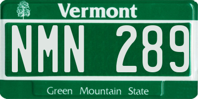 VT license plate NMN289